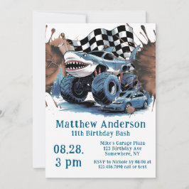 シャークアタックモンスタートラック誕生日バッシュ 招待状