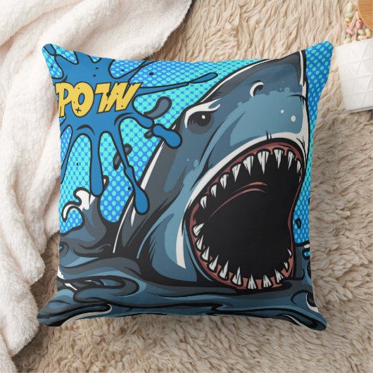 シャークアタックPOWスーパーヒーロー漫画水スプラット クッション (ブランケット)