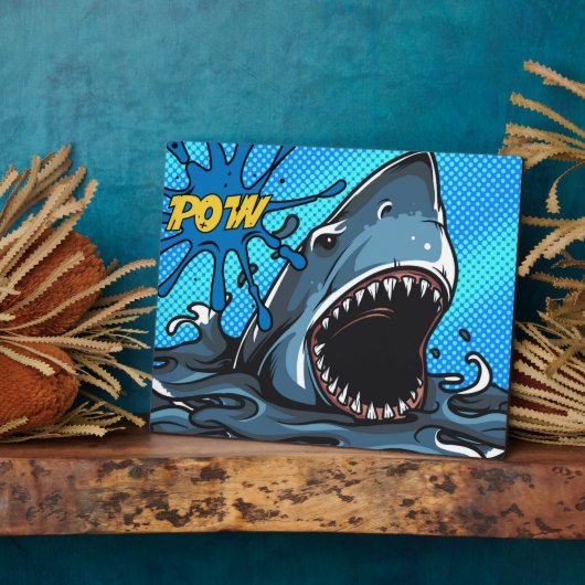 シャークアタックPOWスーパーヒーロー漫画水スプラット フォトプラーク (側面)