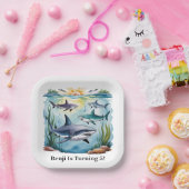 シャークアンダーザシーボーイ誕生日 ペーパープレート (パーティー)