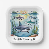 シャークアンダーザシーボーイ誕生日 ペーパープレート (正面)