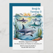 シャークアンダーザシーボーイ誕生日 招待状 (正面/裏面)