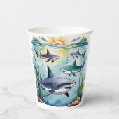 シャークアンダーザシーボーイ誕生日 紙コップ (裏面)