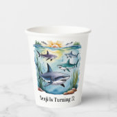 シャークアンダーザシーボーイ誕生日 紙コップ (正面)