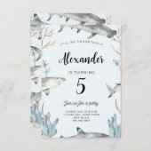 シャークアンダーザシー誕生日招待状キッズ 招待状 (正面/裏面)