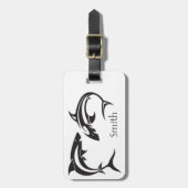 シャークアートパーソナライズされた名 ラゲッジタグ (正面縦)