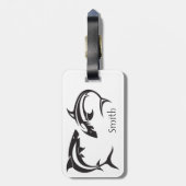 シャークアートパーソナライズされた名 ラゲッジタグ (裏面縦)