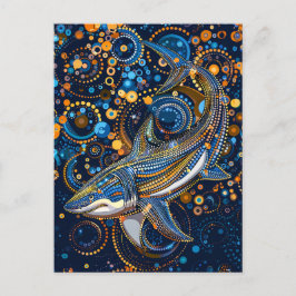 シャークインアボリジネドットアートスタイル ポストカード
