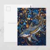 シャークインアボリジネドットアートスタイル ポストカード (正面/裏面)