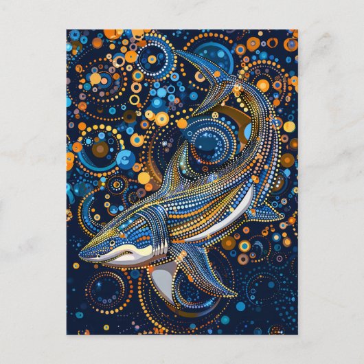 シャークインアボリジネドットアートスタイル ポストカード (正面)