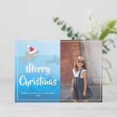 シャークインサンタハットクリスマスフラットホリデーカード シーズンカード (スタンド正面)