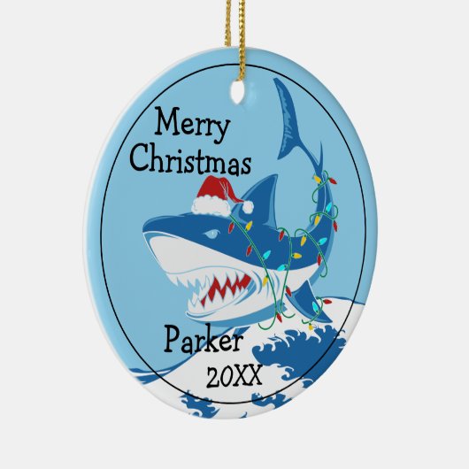 シャークウィズサンタハットカスタムオーナメント セラミックオーナメント (右)