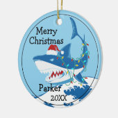 シャークウィズサンタハットカスタムオーナメント セラミックオーナメント (左)