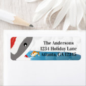 シャークウィズサンタハットフィッシュクリスマス差出人住所 ラベル (インサイチュ)