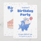 シャークウィズ誕生日バロ子供の誕生日招待状 招待状 (正面/裏面)