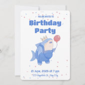 シャークウィズ誕生日バロ子供の誕生日招待状 招待状 (正面)