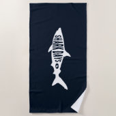 シャークウィークサメ愛好家ギフトタイポグラフィアート ビーチタオル (正面)