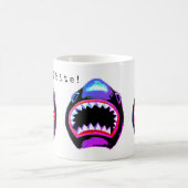 シャークウォーターカラーピンクパープルイラストレーション コーヒーマグカップ (中央)