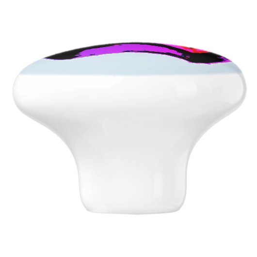 シャークウォーターカラーピンクパープルイラストレーション セラミックノブ (側面)