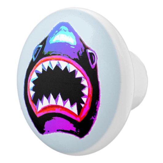 シャークウォーターカラーピンクパープルイラストレーション セラミックノブ (右)