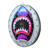 シャークウォーターカラーピンクパープルイラストレーション ダーツボード (正面右)