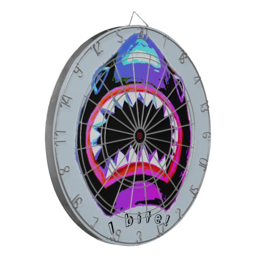 シャークウォーターカラーピンクパープルイラストレーション ダーツボード (正面左)