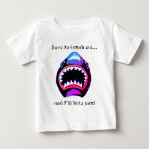 シャークウォーターカラーピンクパープルイラストレーション ベビーTシャツ