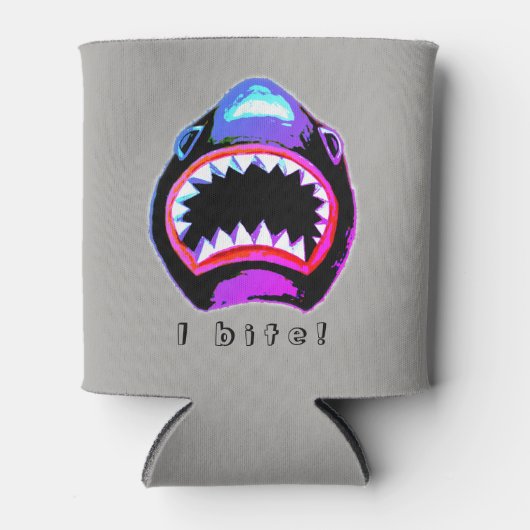 シャークウォーターカラーピンクパープルイラストレーション 缶クーラー (正面)