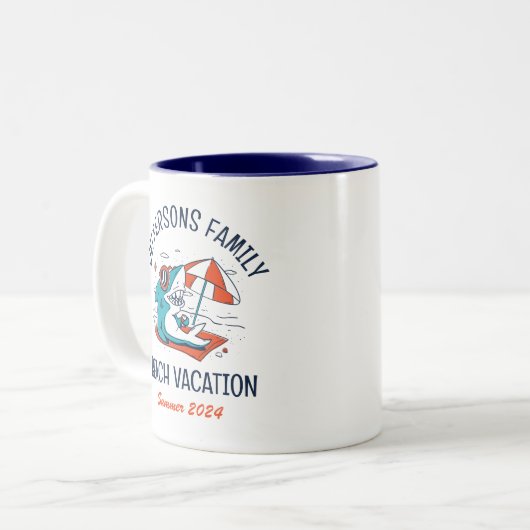 シャークカッコいいファミリー懇親会ビーチサマーバケーション ツートーンマグカップ (正面左)