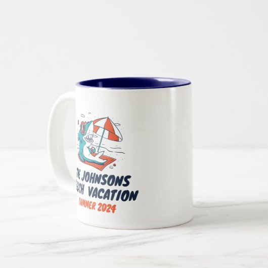 シャークカッコいいファミリー懇親会ビーチバケーションホリデー ツートーンマグカップ (正面左)