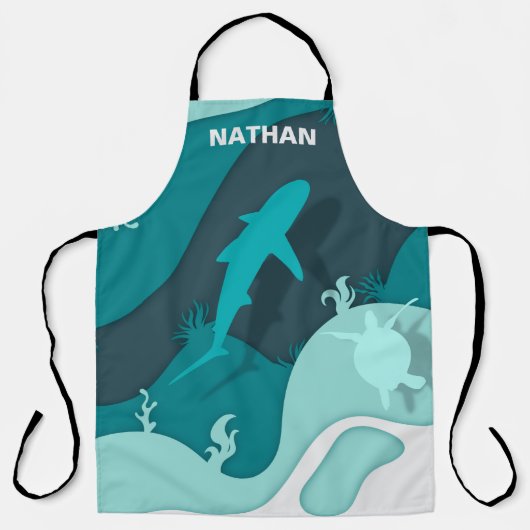 シャークカッコいい抽象芸術アーパーソナライズされたト エプロン (正面)