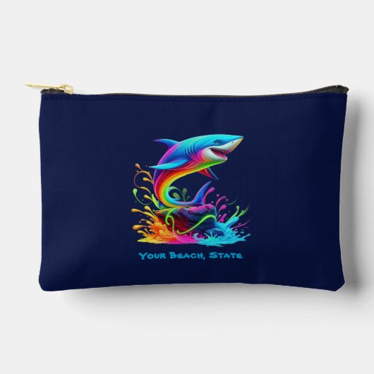 シャークカラフルスプラッシュジッパー付きパウチ アクセサリーポーチ (正面)