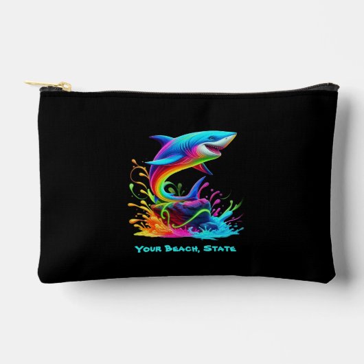 シャークカラフルスプラッシュジッパー付きパウチ アクセサリーポーチ (正面)