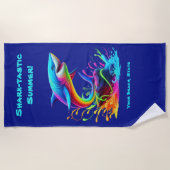 シャークカラフルスプラッシュ ビーチタオル (正面)