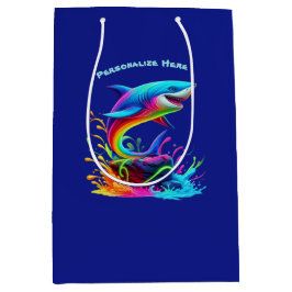 シャークカラフルスプラッシュ –  ミディアムペーパーバッグ