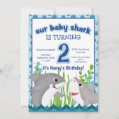 シャークカラフル海ビーチ第2誕生日 招待状 (正面)