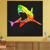 シャークカラフル キャンバスプリント (インサイチュ (リビング))