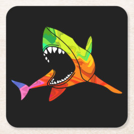 シャークカラフル スクエアペーパーコースター