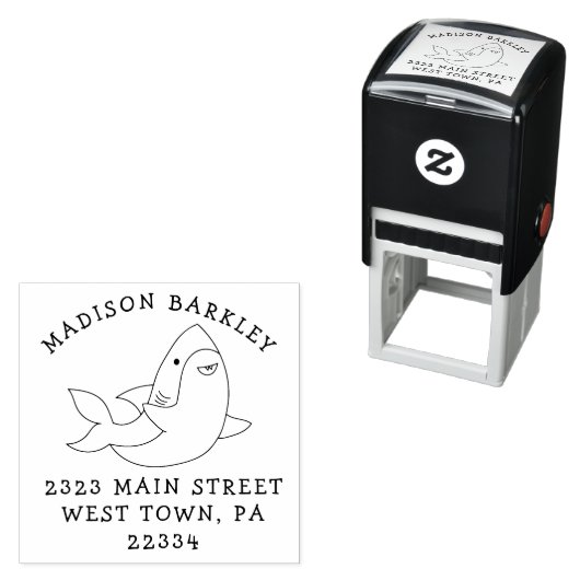 シャークキッズカワイイかわいい差出人住所スタンプ セルフインキングスタンプ (インサイチュ)