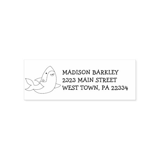 シャークキッズカワイイかわいい差出人住所スタンプ セルフインキングスタンプ (デザイン)