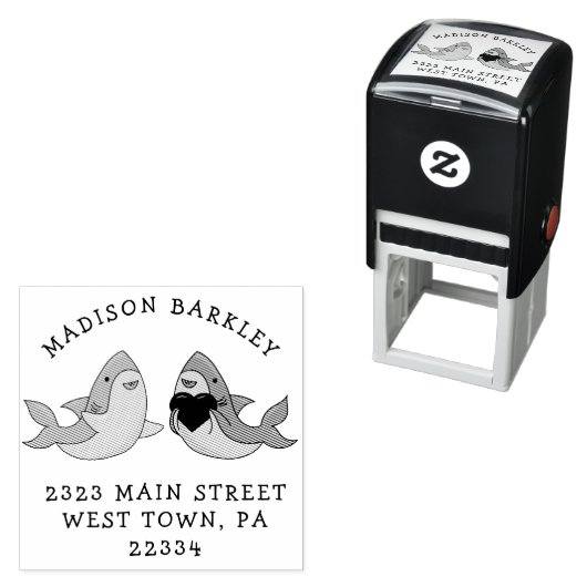 シャークキッズカワイイかわいい差出人住所スタンプ セルフインキングスタンプ (インサイチュ)