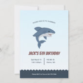 シャークキッズボーイバースデーパーティーの招待 招待状 (正面)