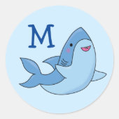 シャークキッドかわいいかわいい名封筒用シールシール ラウンドシール (正面)