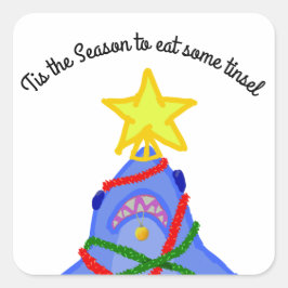 シャーククリスマスおもしろい スクエアシール