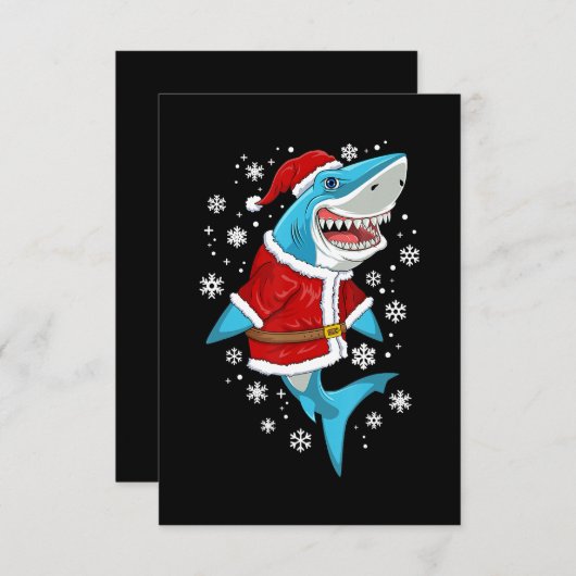 シャーククリスマスギフト少年たちキッズサンタシャルマスクリスマス サンキューカード (正面/裏面)