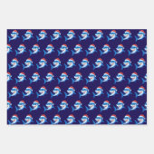 シャーククリスマスサンタハットギフト ラッピングペーパーシート (正面3)