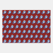 シャーククリスマスサンタハットギフト ラッピングペーパーシート (正面)