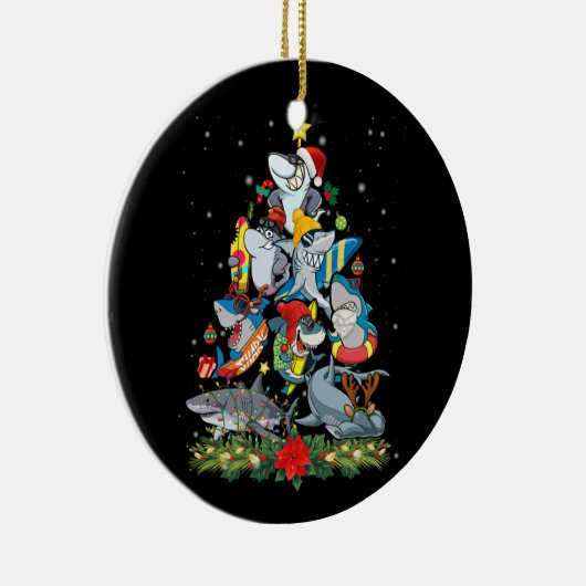 シャーククリスマスツリーオーナメントサメ愛好家 セラミックオーナメント (右)