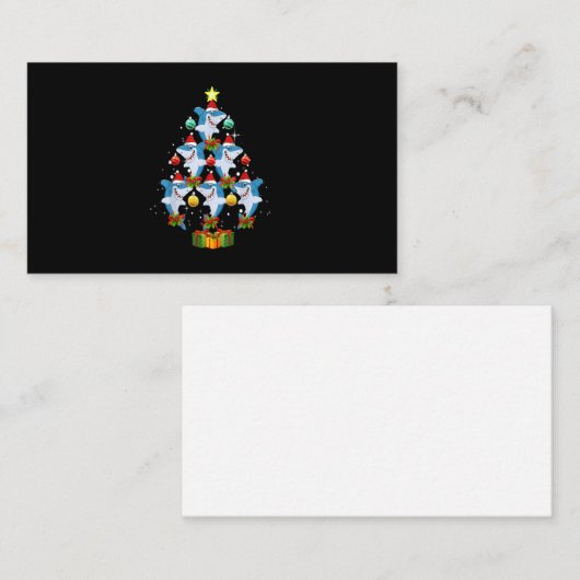 シャーククリスマスツリーオーナメントサンタおもしろいクリスマスPa エンクロージャーカード (正面/裏面)