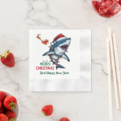 シャーククリスマスハットクリスマス 縁ありカクテルナプキン (インサイチュ)